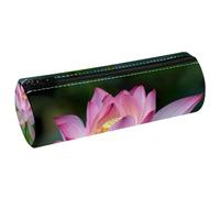 VAPOKF Trousse à crayons en cuir avec motif fleur de lotus d'été pour ranger des stylos, des pièces de monnaie, des cosmétiques, des articles de papeterie, l'école, le bureau