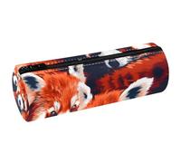 VAPOKF Trousse à crayons en cuir avec motif pandas rouges pour crayons, pièces de monnaie, maquillage, pour étudiants, papeterie, école, bureau, multicolore, 20x6.3cm/7.9x2.5in, Trousse à crayons