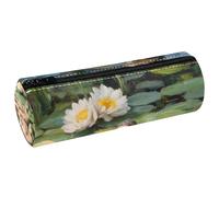 VAPOKF Trousse à crayons en cuir motif canards sur lotus pour crayons, pièces de monnaie, maquillage, pour étudiants, papeterie, école, bureau