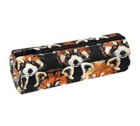 VAPOKF Trousse à crayons en cuir motif pandas rouges organisateur petite trousse pour crayons, pièces de monnaie, maquillage, pour étudiants, papeterie, école, bureau, multicolore, 20x6.3cm/7.9x2.5in