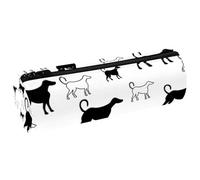 VAPOKF Trousse à crayons en cuir sans couture avec silhouettes de chien pour ranger des stylos, des pièces de monnaie, des cosmétiques, des articles de papeterie, l'école, le bureau, multicolore,