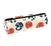VAPOKF Trousse à crayons en cuir synthétique avec imprimé ballons de football, trousse de maquillage pour femmes, filles, garçons, enfants, fournitures scolaires et de bureau, multicolore, 20x6.3x6.3