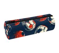 VAPOKF Trousse à crayons en cuir synthétique avec imprimé ballons de football, trousse de maquillage pour femmes, filles, garçons, enfants, fournitures scolaires et de bureau, multicolore, 20x6.3x6.3