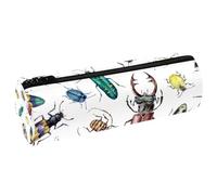 VAPOKF Trousse à crayons en cuir synthétique avec imprimé d'insectes, scarabée, trousse de maquillage pour femmes, filles, garçons, enfants, fournitures scolaires et de bureau, multicolore, 20x6.3x6.3