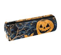 VAPOKF Trousse à crayons en cuir synthétique avec imprimé fantômes morts citrouille, chauve-souris, trousse de maquillage pour femmes, filles, garçons, enfants, fournitures scolaires et de bureau