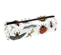 VAPOKF Trousse à crayons en cuir synthétique avec imprimé insectes, coccinelle, abeille, araignée, fourmi, trousse de maquillage pour femmes, filles, garçons, enfants, fournitures scolaires et de