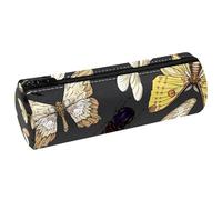 VAPOKF Trousse à crayons en cuir synthétique avec imprimé insectes volants, papillons, coléoptères, libellules - Trousse de maquillage pour femmes, filles, garçons, enfants, fournitures scolaires et