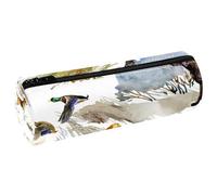 VAPOKF Trousse à crayons en cuir synthétique avec imprimé lévrier et canards de chasse pour femmes, filles, garçons, enfants, fournitures scolaires et de bureau, multicolore, 20x6.3x6.3 CM, Trousse à