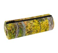 VAPOKF Trousse à crayons en cuir synthétique avec imprimé ours marron marchant autour du lac pour étudiants, papeterie, trousse de maquillage pour femmes, filles, garçons, enfants, fournitures