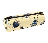 VAPOKF Trousse à crayons en cuir synthétique avec imprimé scarabée dessiné à la main pour femmes, filles, garçons, enfants, fournitures scolaires et de bureau, multicolore, 20x6.3x6.3 CM, Trousse à