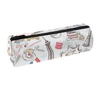 VAPOKF Trousse à crayons en cuir synthétique avec inscription « France Paris Coffee Cake Muffin » - Trousse de maquillage pour femmes, filles, garçons, enfants, fournitures scolaires et de bureau