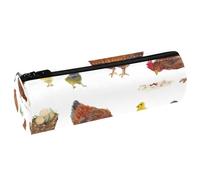 VAPOKF Trousse à crayons en cuir synthétique avec inscription « Hen Eats Worms and Chicks Eggs » - Trousse de maquillage pour femmes, filles, garçons, enfants, fournitures scolaires et de bureau