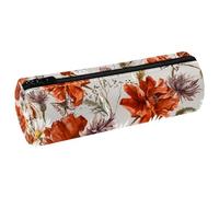 VAPOKF Trousse à crayons en cuir synthétique avec motif coquelicot et marguerite - Trousse de maquillage pour femmes, filles, garçons, enfants, fournitures scolaires et de bureau, multicolore