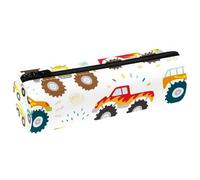 VAPOKF Trousse à crayons en cuir synthétique avec motif Monster Truck - Trousse de maquillage pour femmes, filles, garçons, enfants - Fournitures scolaires et de bureau, multicolore, 20x6.3x6.3 CM