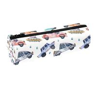 VAPOKF Trousse à crayons en cuir synthétique motif voitures en mouvement avec abeilles volantes, trousse de maquillage pour femmes, filles, garçons, enfants, fournitures scolaires et de bureau