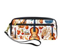 VAPOKF Trousse à crayons en cuir synthétique pour adolescents, garçons, filles, fournitures scolaires et de bureau - Guitare musicale