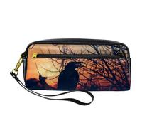 VAPOKF Trousse à crayons en polyuréthane avec fermeture éclair pour garçons et filles, fournitures scolaires et de bureau - Crow Croaking noir, multicolore, 20.5x5x8.5cm/8.1x2x3.3in, Organiseur de sac