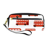 VAPOKF Trousse à crayons en polyuréthane avec fermeture éclair pour garçons et filles, fournitures scolaires et de bureau - Double Ducker London Red Bus, multicolore, 20.5x5x8.5cm/8.1x2x3.3in,