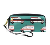 VAPOKF Trousse à crayons en polyuréthane avec fermeture éclair pour garçons et filles, fournitures scolaires et de bureau - Motif voitures d'ambulance, multicolore, 20.5x5x8.5cm/8.1x2x3.3in,