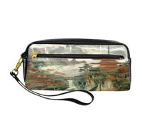 VAPOKF Trousse à crayons en polyuréthane avec fermeture éclair pour garçons et filles, fournitures scolaires et de bureau - Temples dans les montagnes, multicolore, 20.5x5x8.5cm/8.1x2x3.3in,