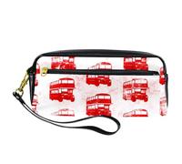 VAPOKF Trousse à crayons en polyuréthane avec fermeture éclair pour garçons et filles, fournitures scolaires et de bureau - Ren Double Decker London Bus, multicolore, 20.5x5x8.5cm/8.1x2x3.3in,