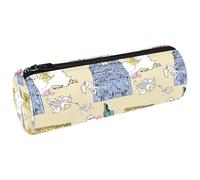 VAPOKF Trousse à crayons en toile avec carte de France et architecture - Trousse à crayons - Trousse de maquillage pour étudiants, papeterie, école, bureau, multicolore, 20x6.3cm/7.9x2.5in, Trousses à