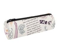 VAPOKF Trousse à crayons en toile Motif Tour Eiffel Paris Fleurs et Texte, multicolore, 20x6.3cm/7.9x2.5in, Trousses à crayons