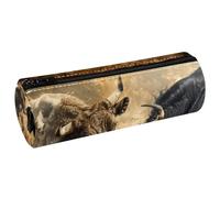VAPOKF Trousse à crayons imprimée Fighting Bulls en cuir synthétique pour étudiants, papeterie, maquillage, pour femmes, filles, garçons, enfants, fournitures scolaires et de bureau, multicolore