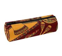 VAPOKF Trousse à crayons mexicaine en cuir synthétique avec motif tête de mort et guitare, cactus chili, trousse de maquillage pour femmes, filles, garçons, enfants, fournitures scolaires et de bureau