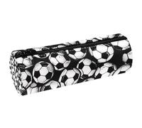 VAPOKF Trousse à crayons noire et blanche avec imprimé ballons de football, trousse de maquillage pour femmes, filles, garçons, enfants, fournitures scolaires et de bureau, multicolore, 20x6.3x6.3 CM