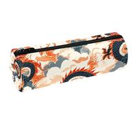 VAPOKF Trousse à crayons orientale traditionnelle avec imprimé dragons - En cuir synthétique - Trousse de maquillage pour femmes, filles, garçons, enfants - Fournitures scolaires et de bureau