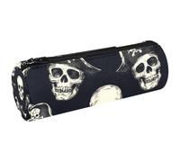 VAPOKF Trousse à crayons, porte-monnaie, maquillage, motif crânes, pirates, pour étudiants, papeterie, école, bureau