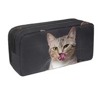 VAPOKF Trousse à crayons pour adolescents, garçons et filles, fournitures scolaires de bureau - Chat qui sort la langue, multicolore, 2.3x8.2x3.9in/6x21x10cm, Organiseur de sac