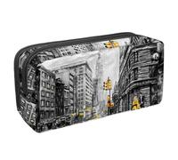 VAPOKF Trousse à crayons pour adolescents, garçons et filles, fournitures scolaires de bureau, peinture à l'huile New York Street, multicolore, 2.3x8.2x3.9in/6x21x10cm, Organiseur de sac