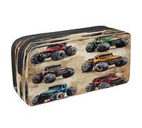 VAPOKF Trousse à crayons pour adolescents, garçons et filles, fournitures scolaires et de bureau - Camions monstres vintage