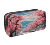 VAPOKF Trousse à crayons pour adolescents, garçons et filles, fournitures scolaires et de bureau - Route de campagne avec cerisiers en fleurs, multicolore, 2.3x8.2x3.9in/6x21x10cm, Organiseur de sac