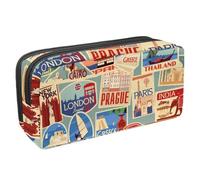 VAPOKF Trousse à crayons pour adolescents, garçons, filles, fournitures scolaires de bureau - Europe, Afrique, Asie, Amérique, voyage, multicolore, 2.3x8.2x3.9in/6x21x10cm, Organiseur de sac