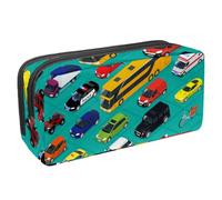 VAPOKF Trousse à crayons pour adolescents, garçons, filles, fournitures scolaires de bureau, voitures, bus, ambulance et vélo, multicolore, 2.3x8.2x3.9in/6x21x10cm, Organiseur de sac