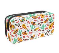 VAPOKF Trousse à crayons pour adolescents, garçons, filles, fournitures scolaires et de bureau - Symbole de la culture de la guitare mexicaine, multicolore, 2.3x8.2x3.9in/6x21x10cm, Organiseur de sac