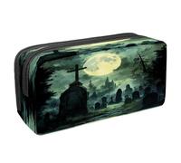 VAPOKF Trousse à crayons pour étudiants avec fermeture éclair pour garçons et filles, fournitures scolaires et de bureau, Halloween tombe Full Noon, multicolore, 2.3x8.2x3.9in/6x21x10cm, Trousse à