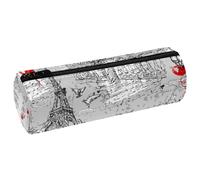 VAPOKF Trousse à crayons rétro en cuir synthétique Motif Tour et fleuve Seine de Paris Pour femmes filles garçons enfants fournitures scolaires et de bureau, multicolore, 20x6.3x6.3 CM, Trousse à