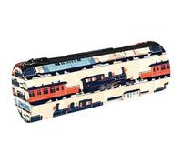 VAPOKF Trousse à crayons rétro en toile avec motif de trains - Pour ranger des pièces de monnaie ou des cosmétiques - Pour étudiant, papeterie, école, bureau, multicolore, 20x6.3cm/7.9x2.5in, Trousses