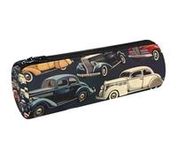 VAPOKF Trousse à crayons rétro en toile avec motif de voiture - Pour ranger des pièces de monnaie ou des cosmétiques - Pour étudiant, papeterie, école, bureau, multicolore, 20x6.3cm/7.9x2.5in,