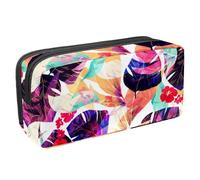 VAPOKF Trousse à crayons, sac de fournitures pa pour les adolescents, les filles, fournitures de bureau d'école - Feuille violette tropicale, multi, 2.3x8.2x3.9in/6x21x10cm, Organisateur de sac,