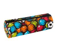 VAPOKF Trousse à crayons sans couture avec imprimé ballons de football, trousse de maquillage pour femmes, filles, garçons, enfants, fournitures scolaires et de bureau, multicolore, 20x6.3x6.3 CM