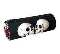 VAPOKF Trousse à crayons squelette tenant un bouquet de roses pour ranger des stylos, des pièces de monnaie, des cosmétiques, des articles de papeterie, l'école, le bureau