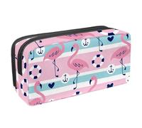 VAPOKF Trousse à crayons, trousse de papeterie pour adolescents, garçons et filles, fournitures scolaires et de bureau - Motif flamant rose d'été, ancre, anneau, cœur, multicolore, 2.3x8.2x3.9in