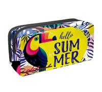 VAPOKF Trousse à crayons, trousse de papeterie pour adolescents, garçons et filles, fournitures scolaires de bureau - Toucan exotique Hello Summer Leaves, multicolore, 2.3x8.2x3.9in/6x21x10cm