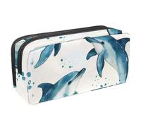 VAPOKF Trousse à crayons, trousse de papeterie pour adolescents, garçons et filles, fournitures scolaires de bureau - Dauphins animaux marins, multicolore, 2.3x8.2x3.9in/6x21x10cm, Organiseur de sac