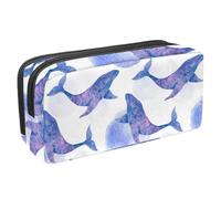 VAPOKF Trousse à crayons, trousse de papeterie pour adolescents, garçons et filles, fournitures scolaires de bureau - Aquarelle violette baleines marines, multicolore, 2.3x8.2x3.9in/6x21x10cm,